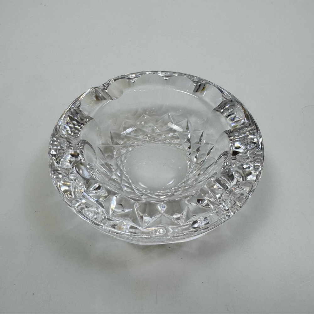 Waterford Crystal Cut Glass Ashtray Trinket Dish Signed Small Clear Ireland